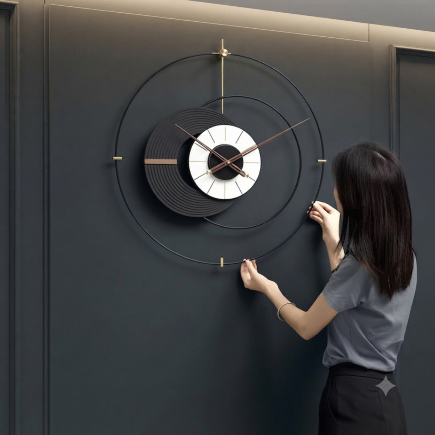 Abstract Black Wall Clock
