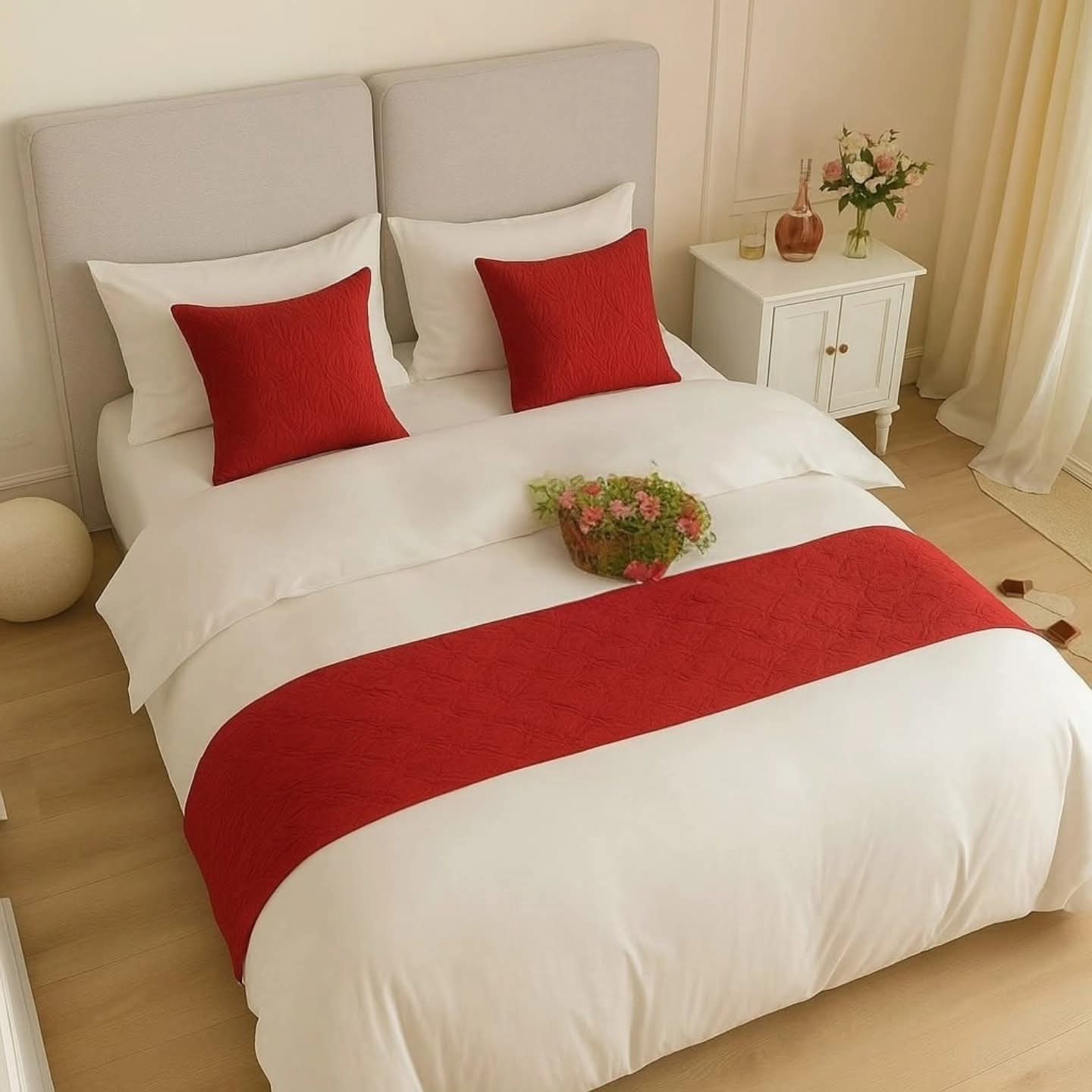 3 Piece Bed Runner and Cushion Cover Set
