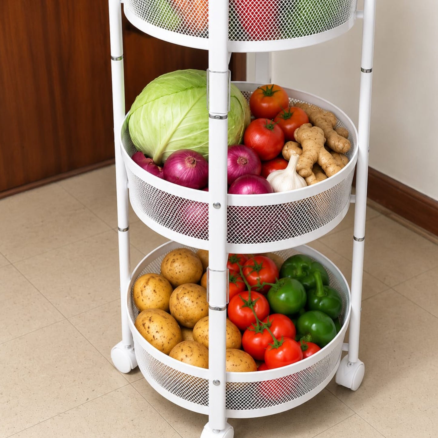Foldable Rotating Vegetable and Fruit Rack