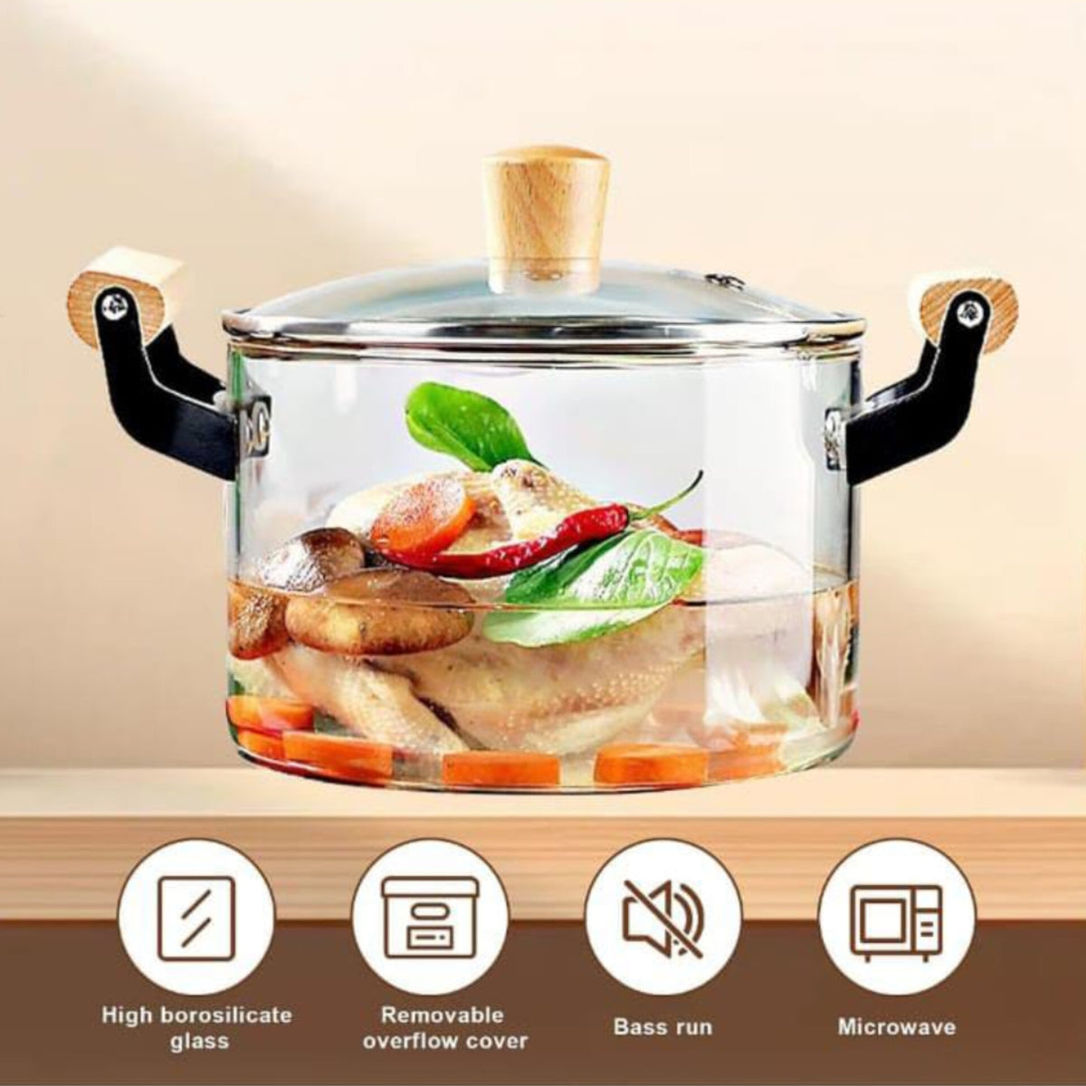Transparent Glass Cooking Pot