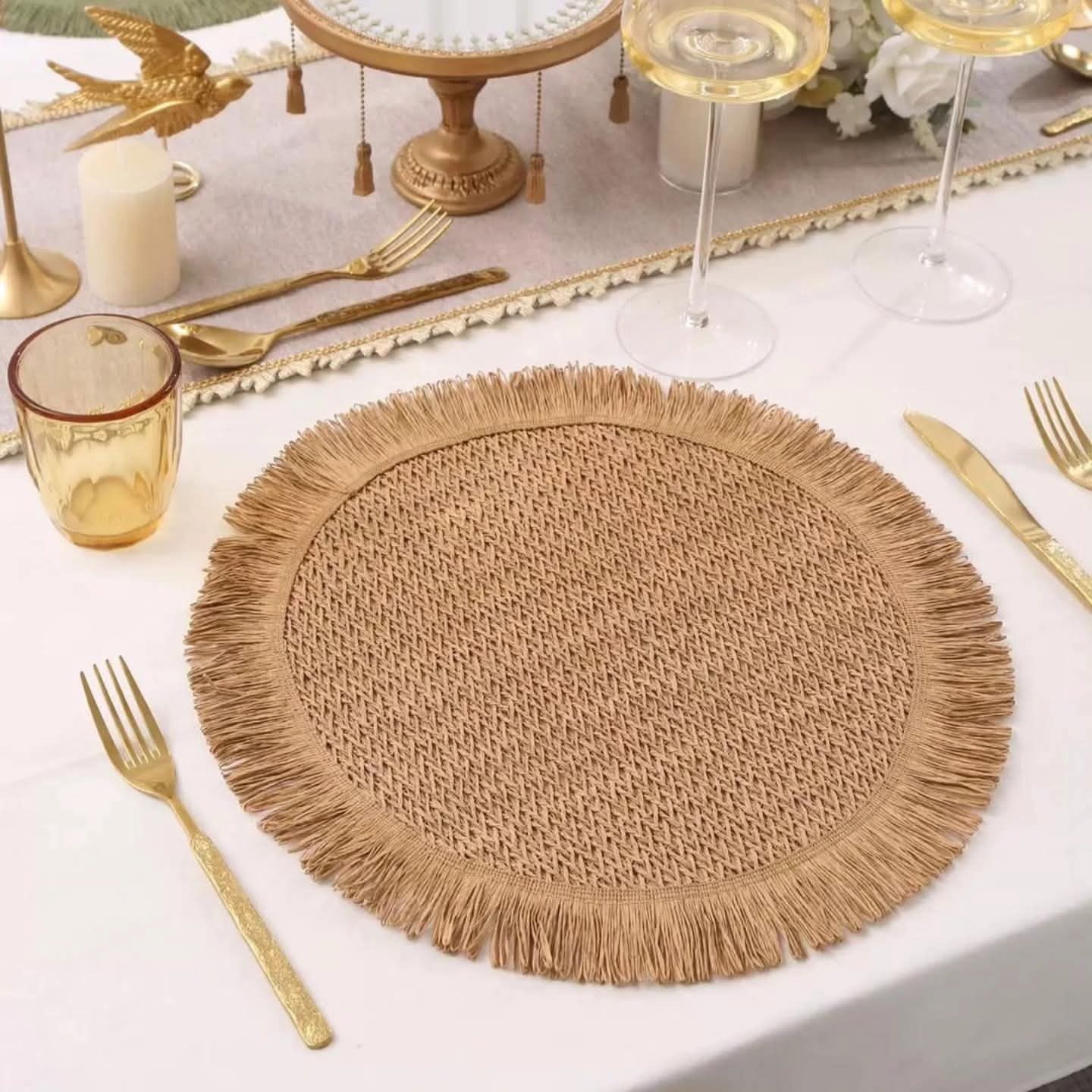 6Pcs Set Tassel Woven Table Mats