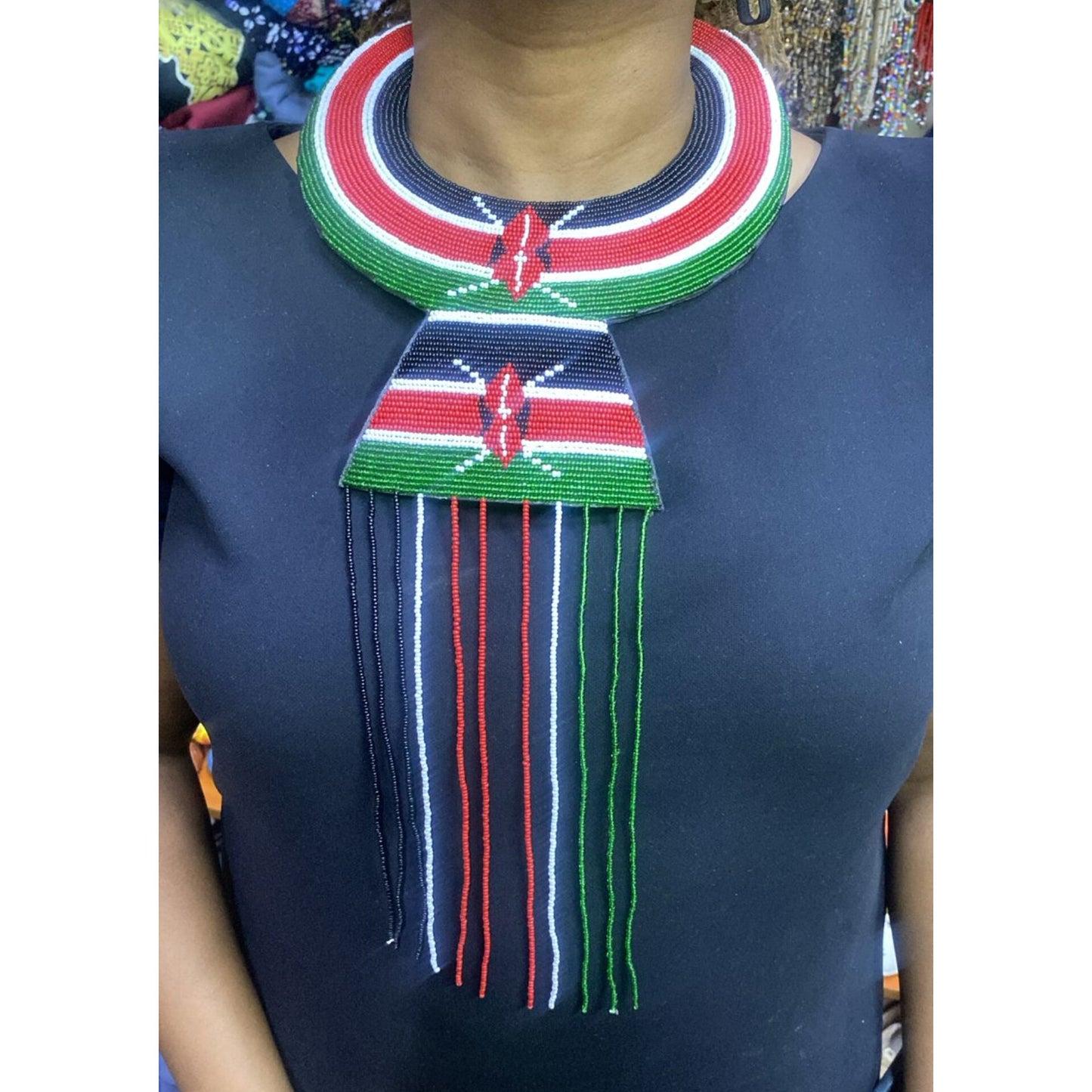 Kenyan Flag Bearded Necklace