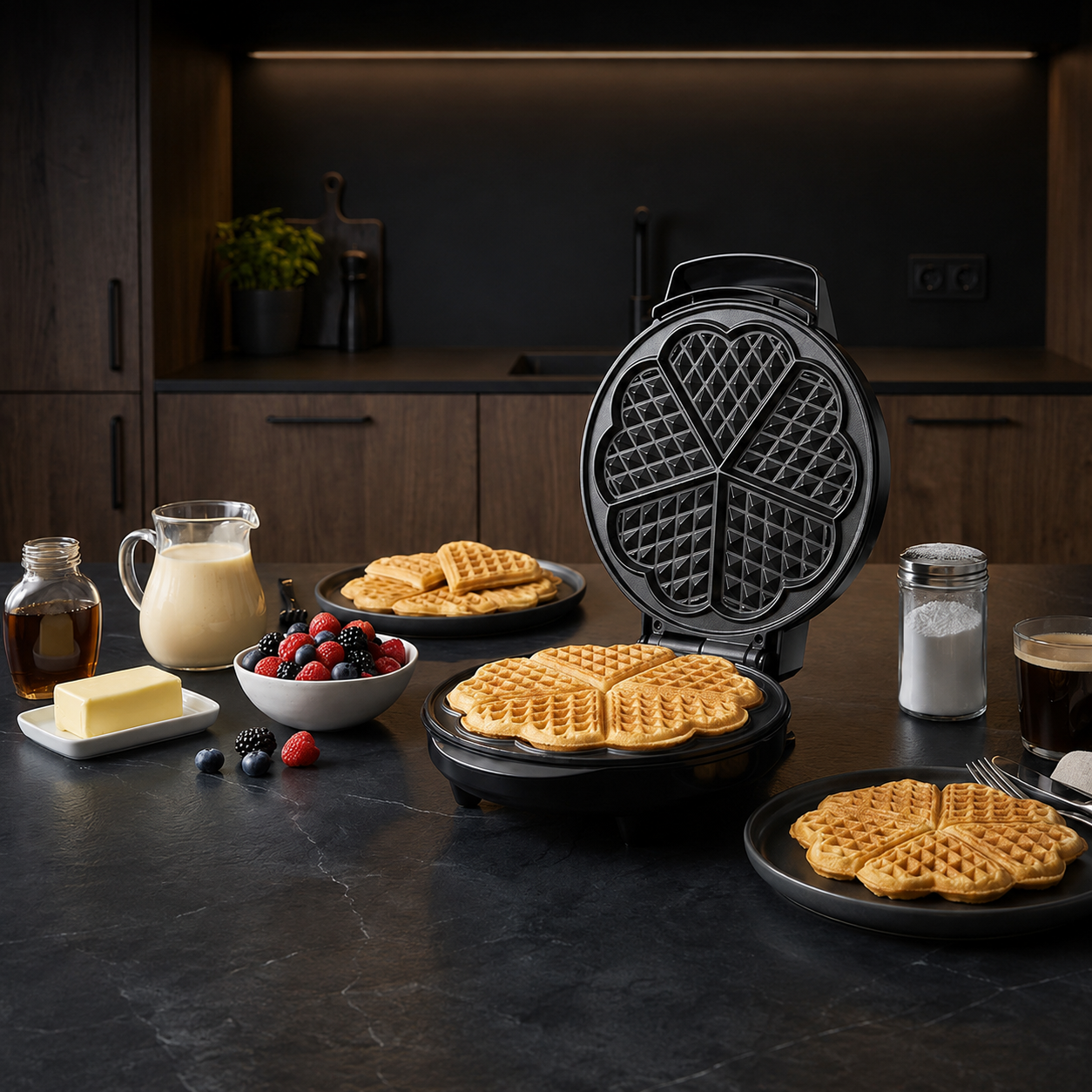 Sanford Waffle Maker Heart Shape With Non Stick Plate and 1000W Power - SF5787WM
