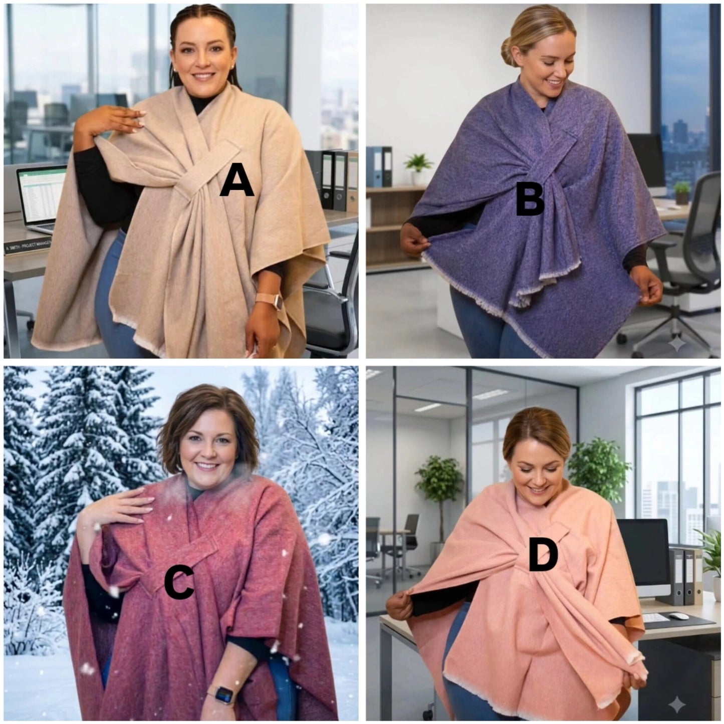 Belted Shawl Poncho