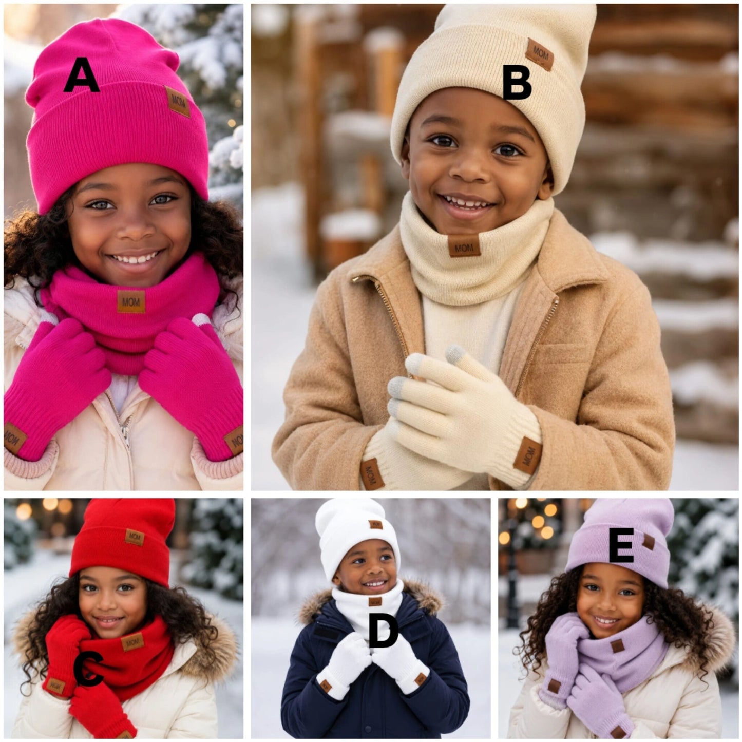 3-Piece Knitted Hat Beanie Scarf and Gloves Set
