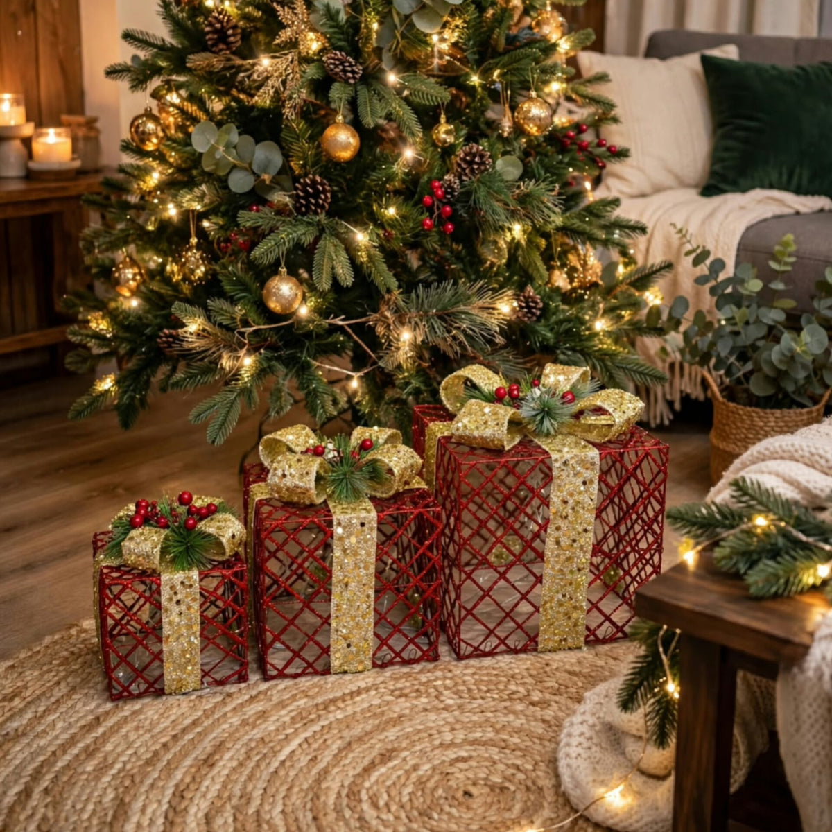 3Pc Christmas Light Gift Boxes