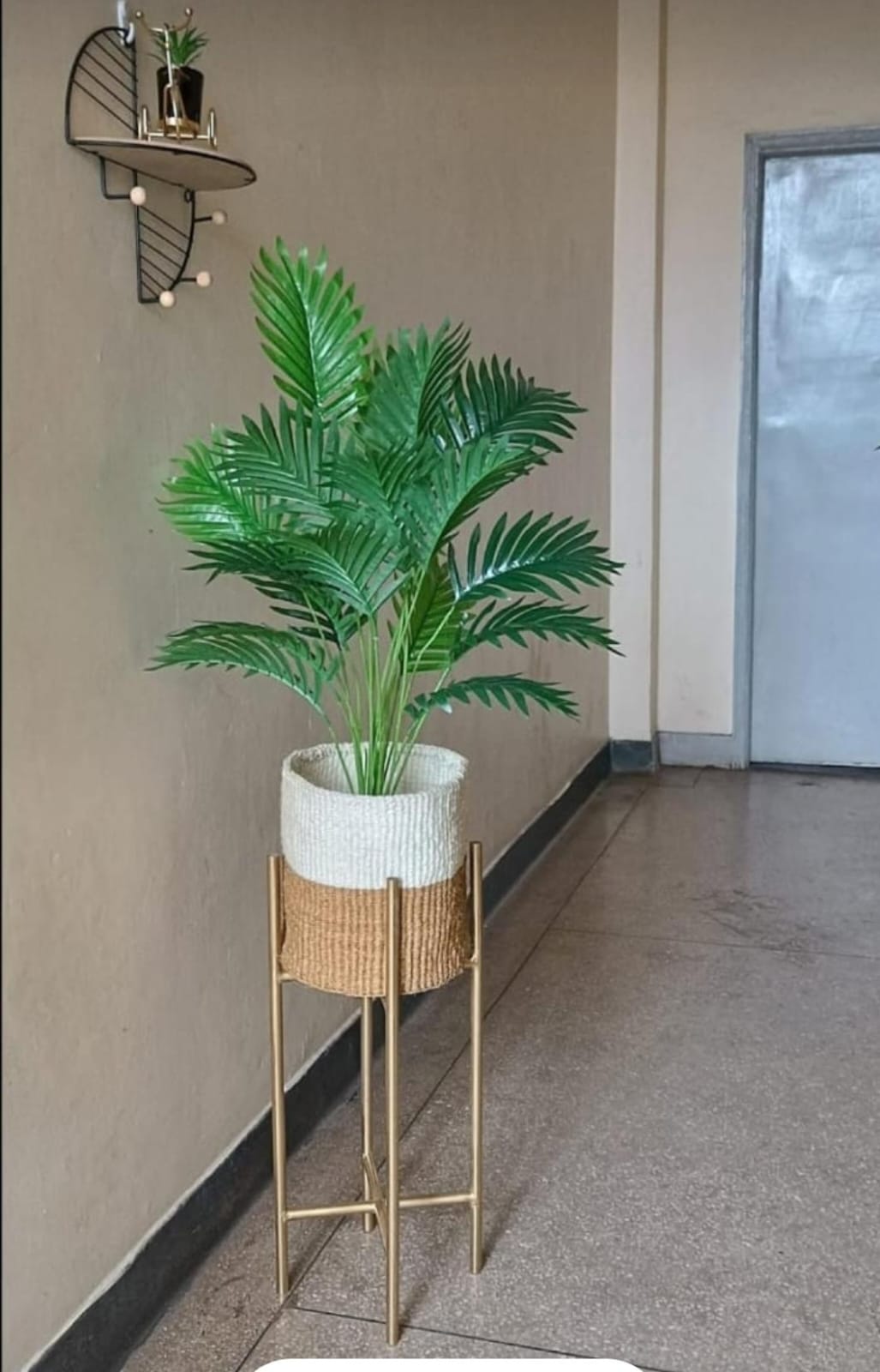 Artificial Palm Tree with Woven Planter Stand 140cm Gha