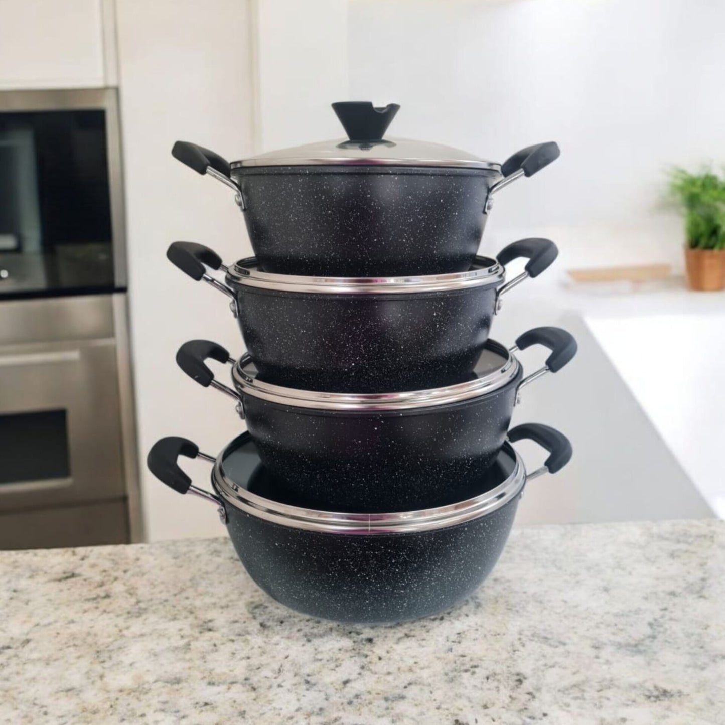 4Pc nonstick pots with lids