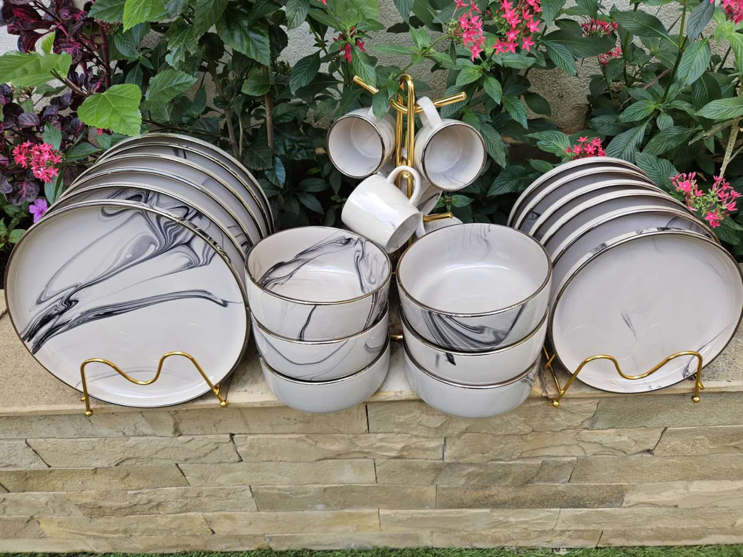 24pc Marble ceramic Dinner set