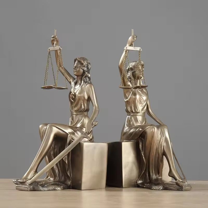Goddess of justice bookends figurines statue
