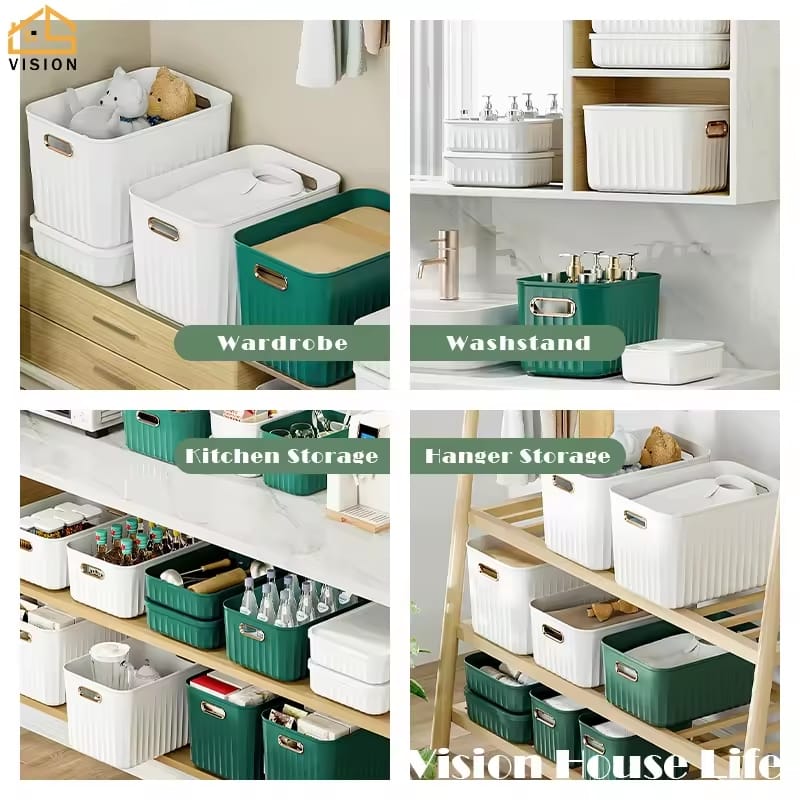 Storage basket with lid