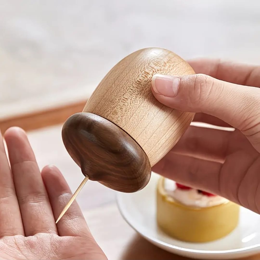 Walnut Cotton Swab And Toothpick Holder