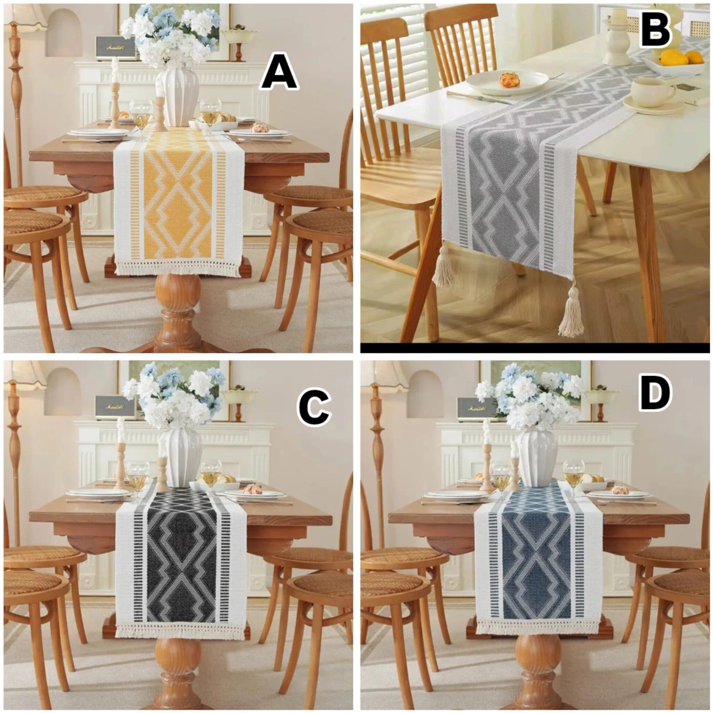 Tassel Cotton Linen Table Runner