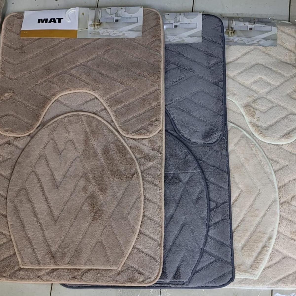3Pcs Toilet Mat Set