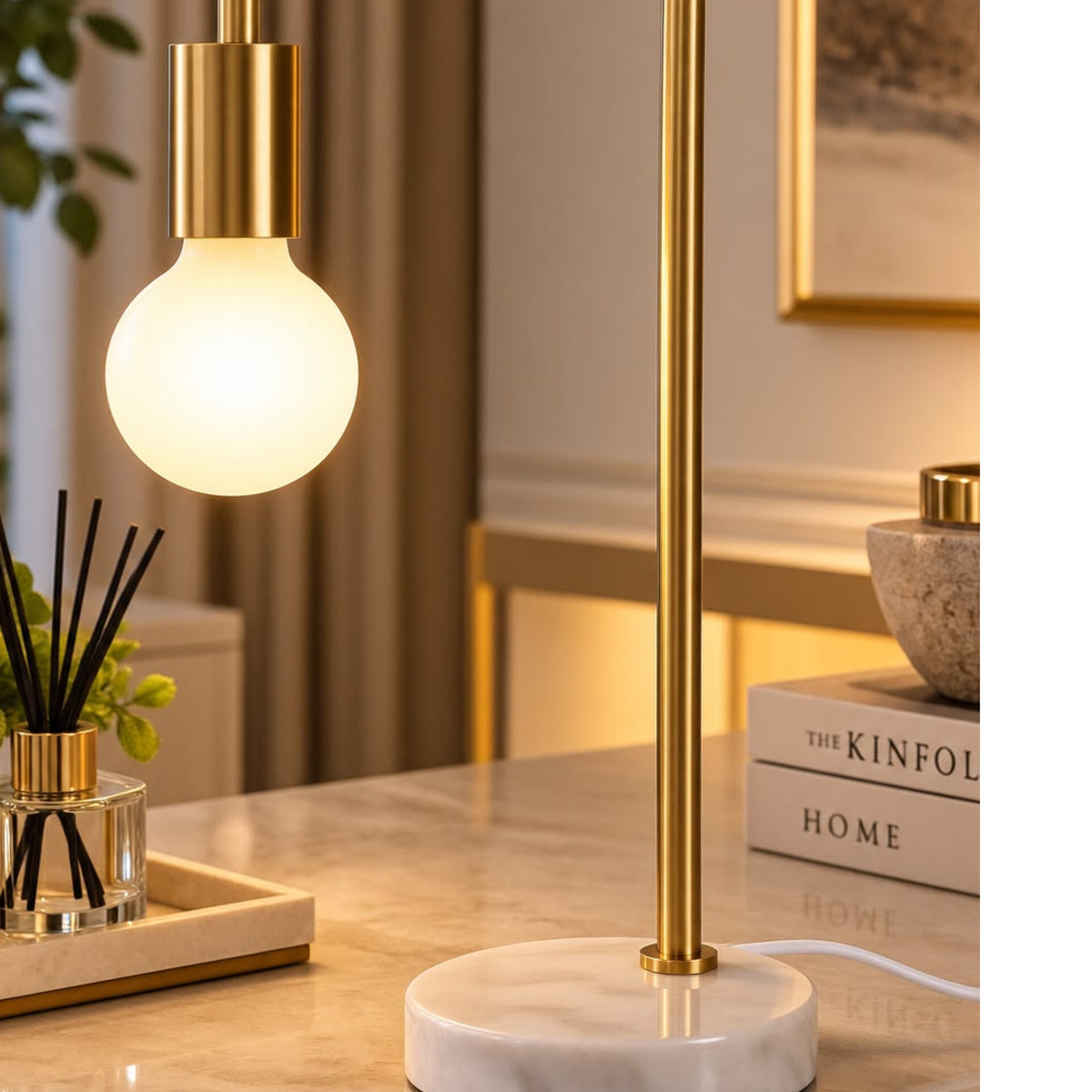 Gold Table Lamp With Marble Base