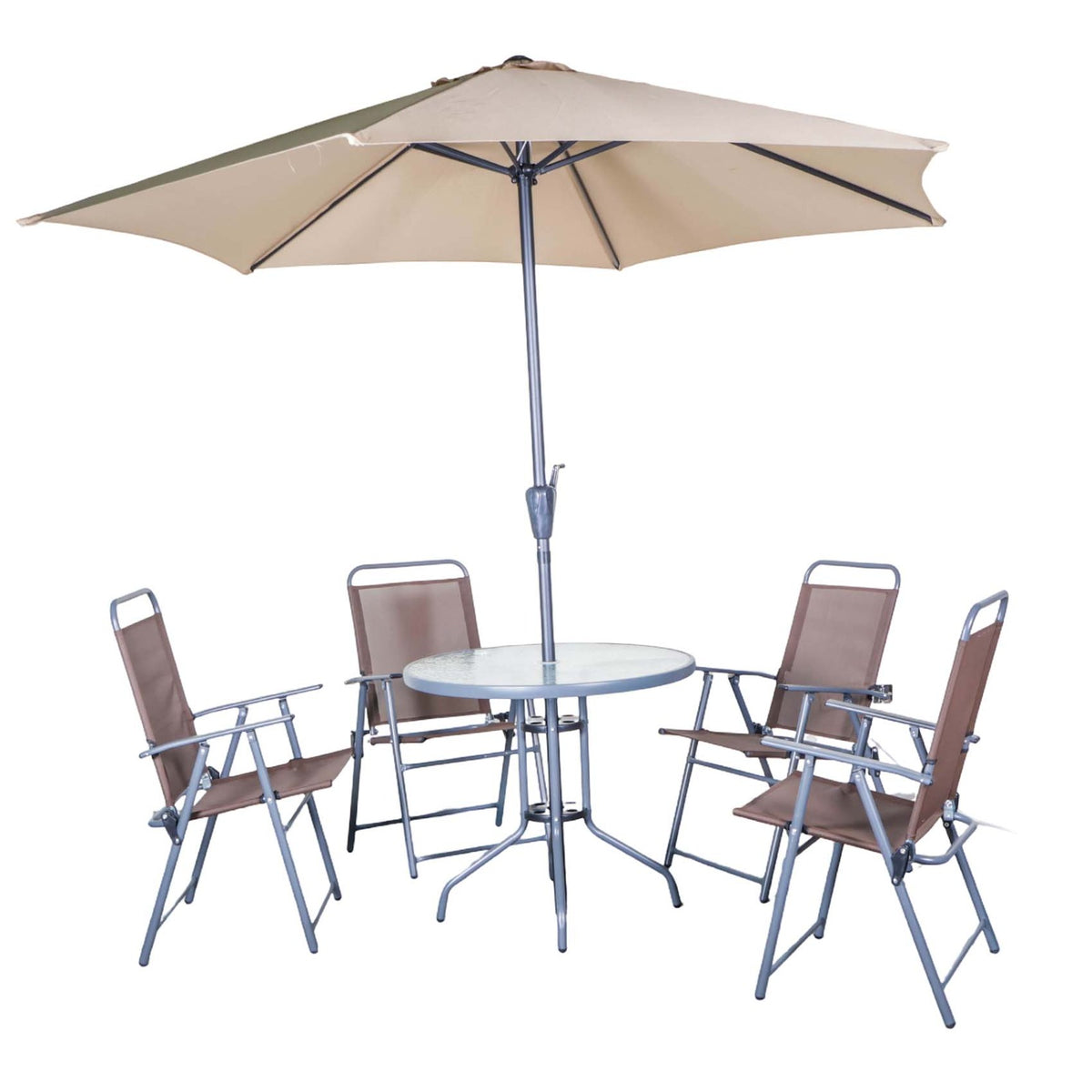 6 Piece Outdoor Bistro Garden Patio Dining Set with Umbrella