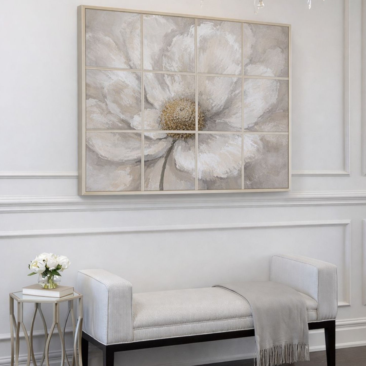Floral Grid Textured Wall Art