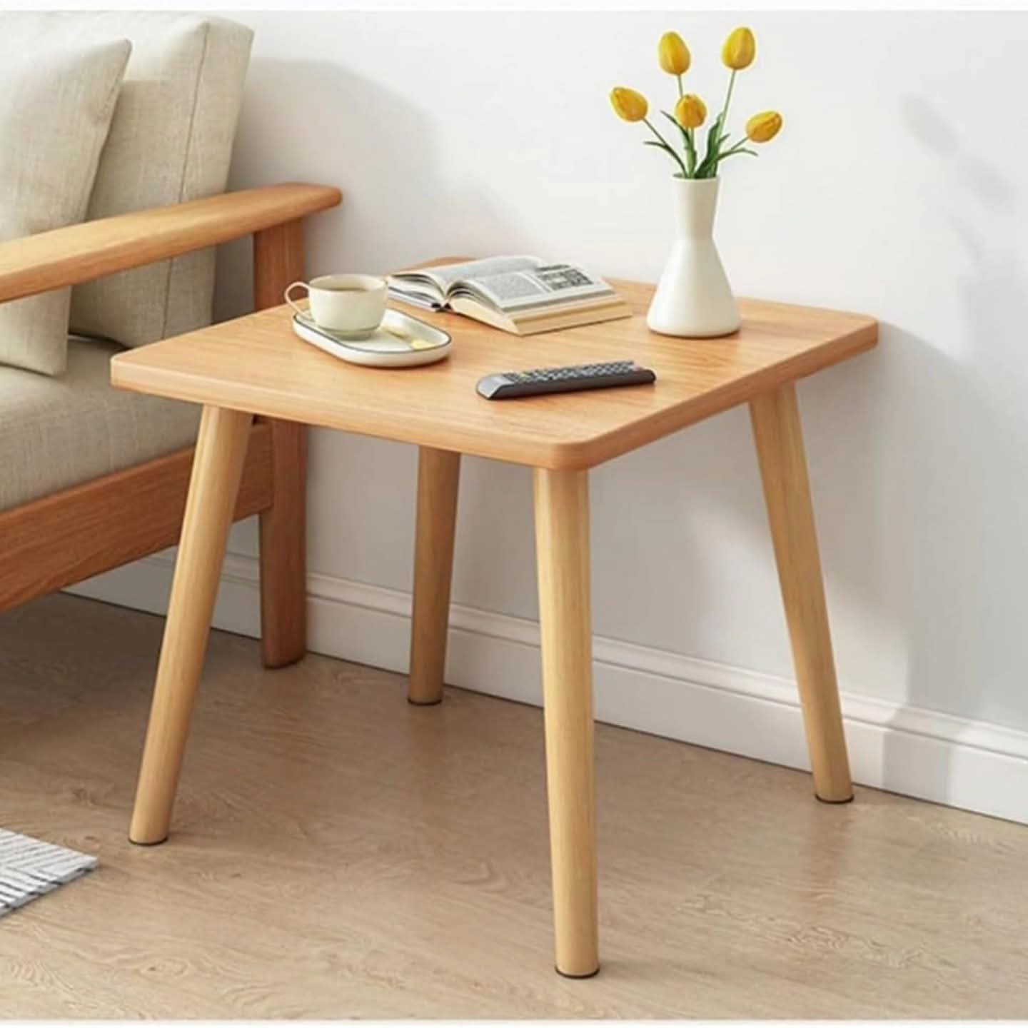 Scandinavian Style Square End Table with Natural Wood Finish
