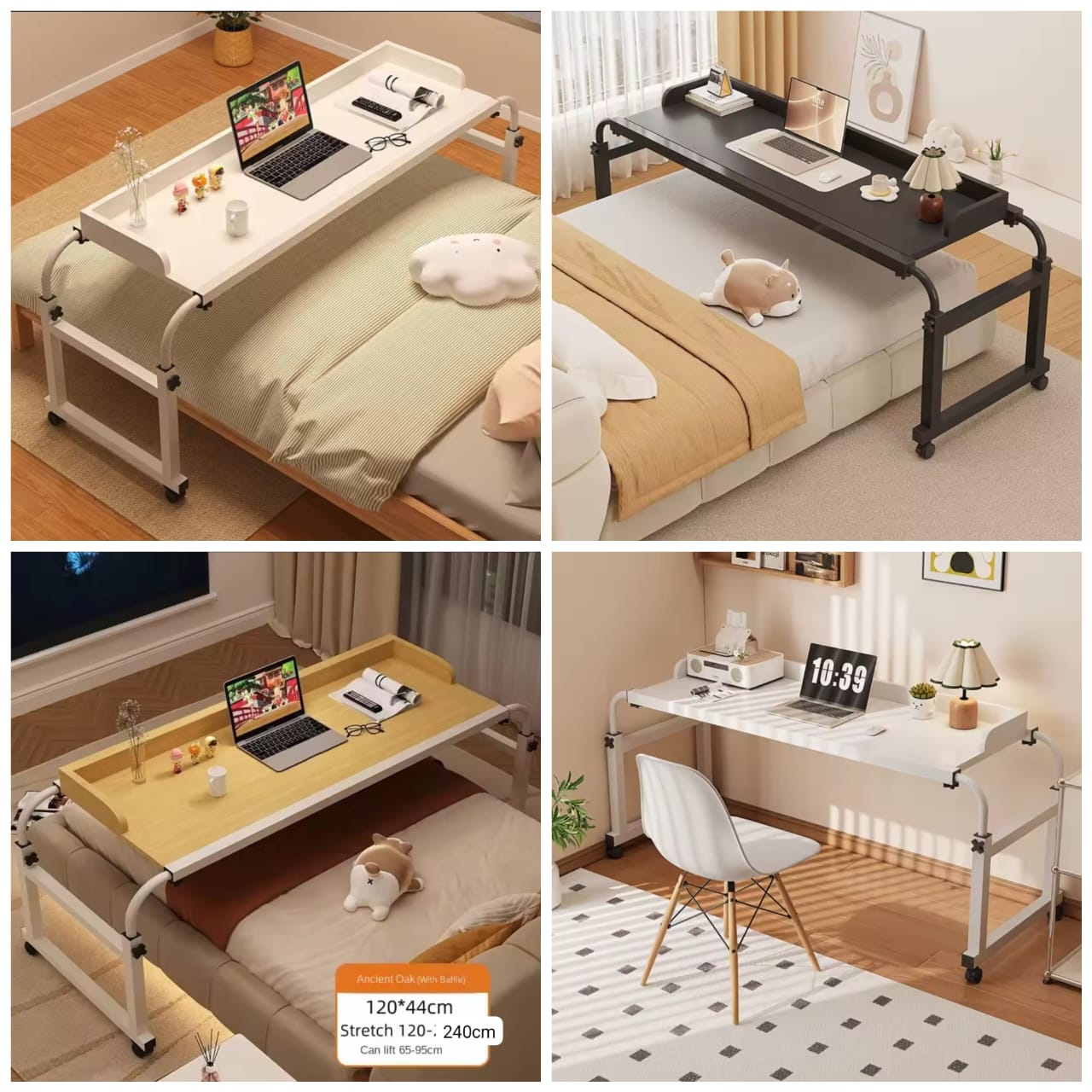 Adjustable over the bed laptop table work station