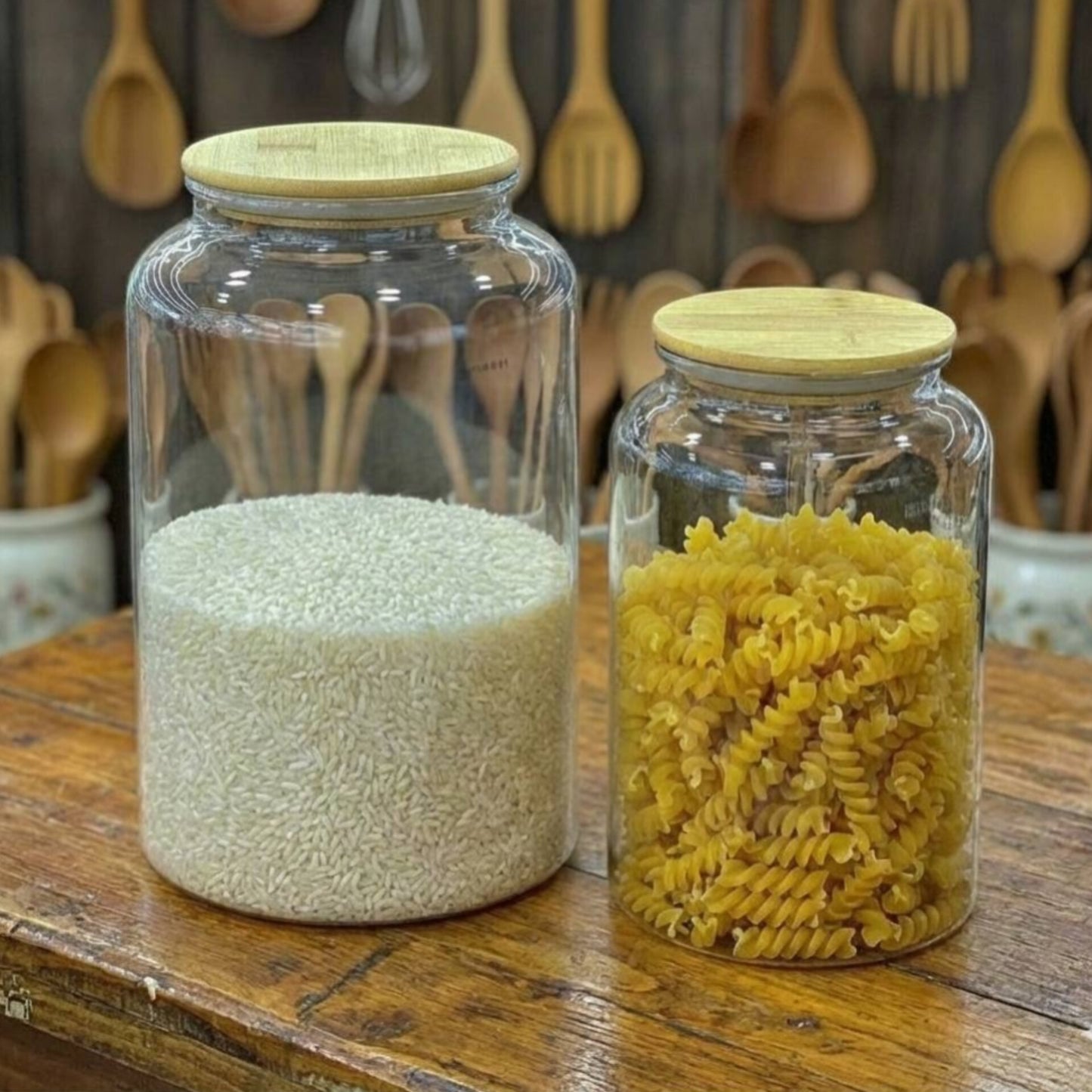 Clear Acrylic Storage Jars with Bamboo Lids