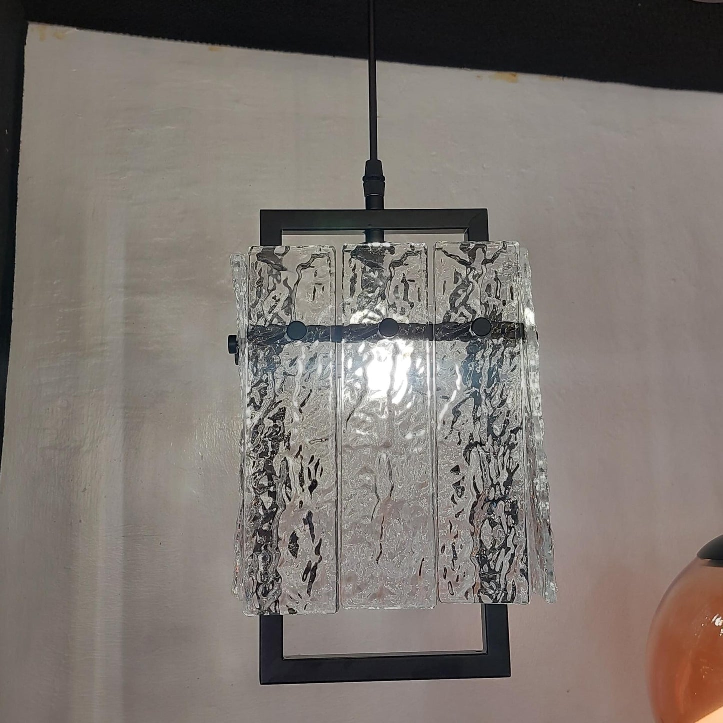 Square Textured Glass Pendant Light