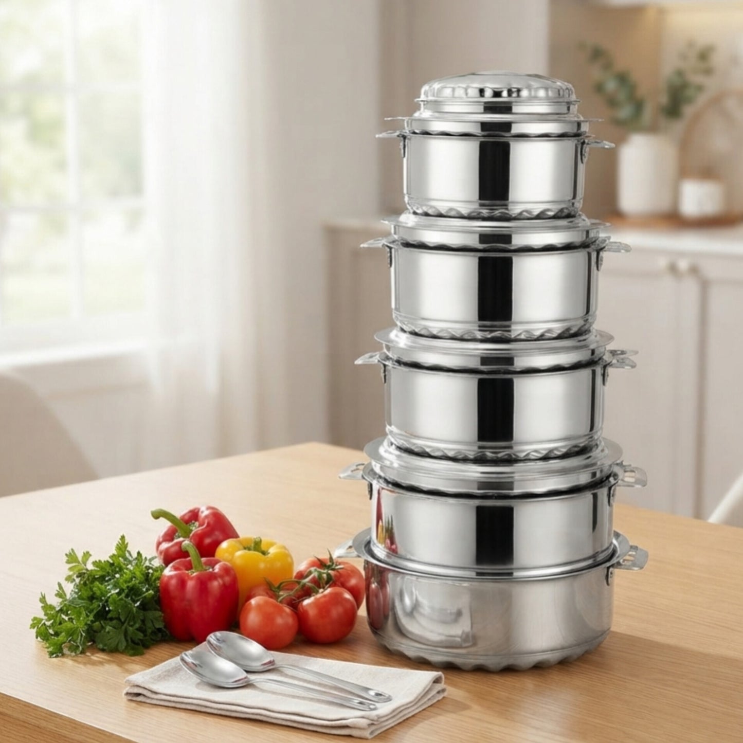 6pcs Stainless Steel Casserole Set