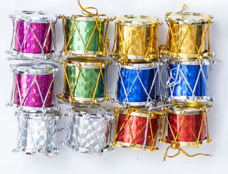 12pc Christmas Decorative Foil Drum Tree Hanging
