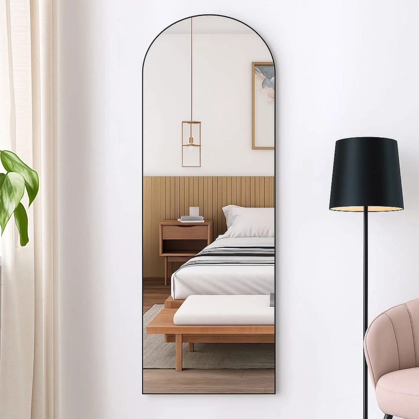 Semi oval peel and stick mirror