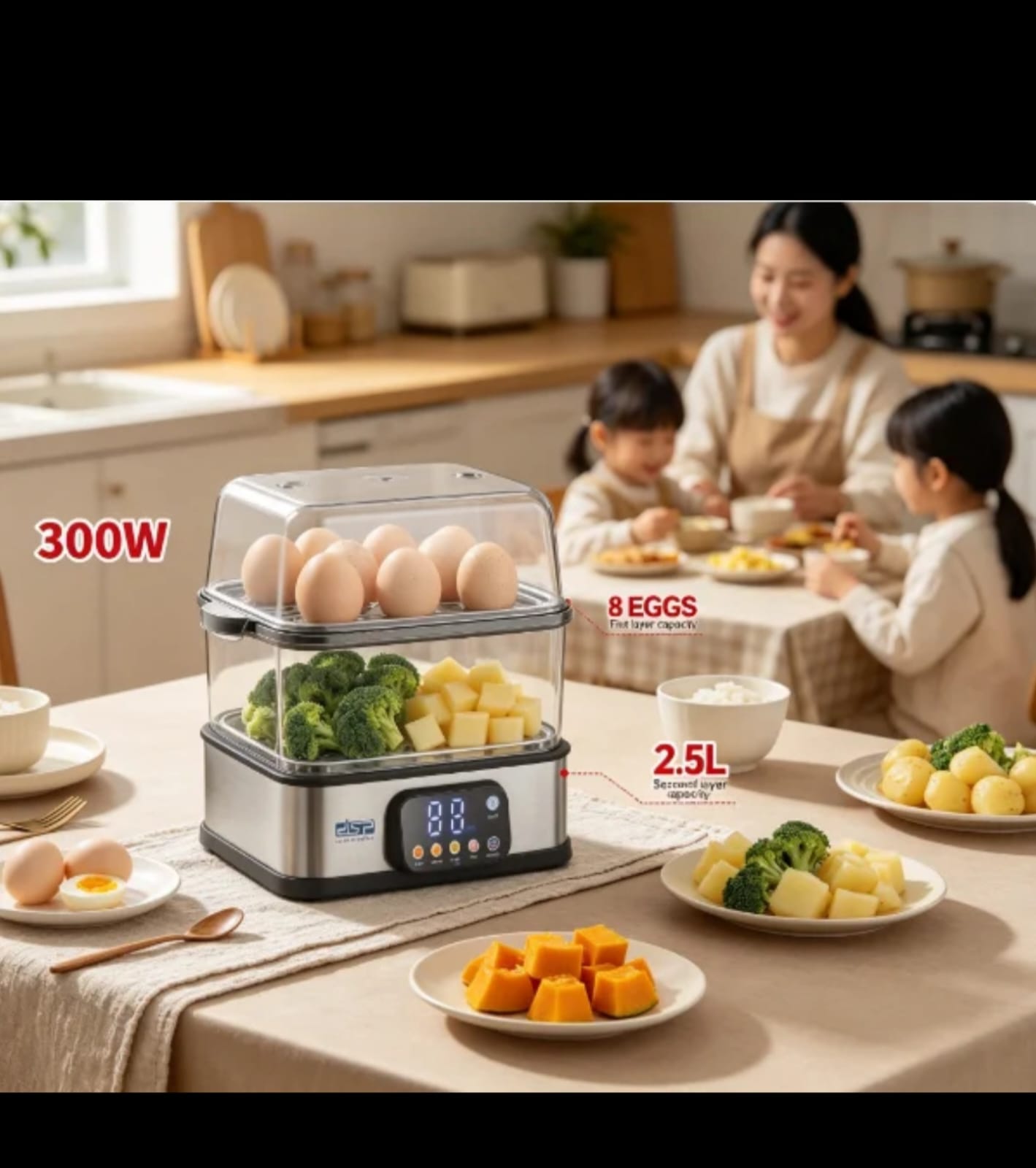 2Layer Electric Egg Steamer and Food Steamer