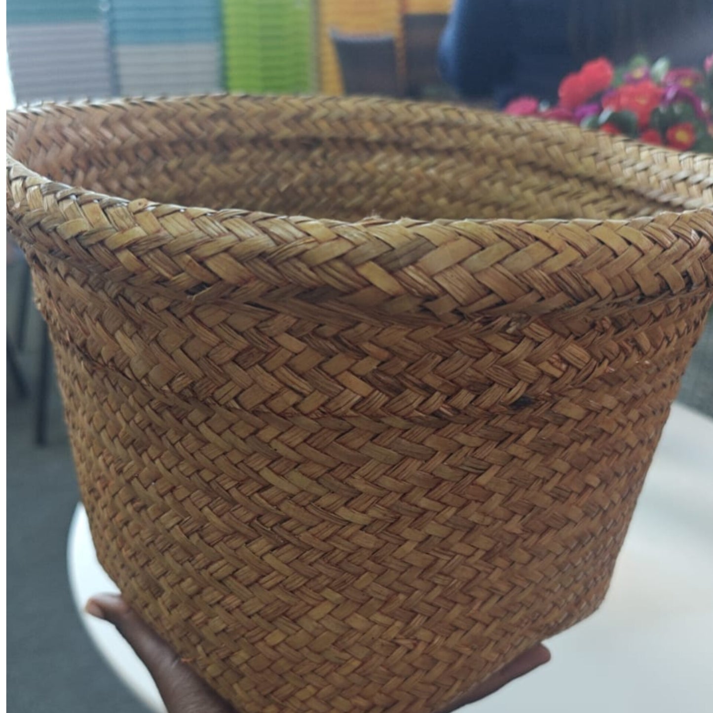 Woven Rattan Flower Storage Basket