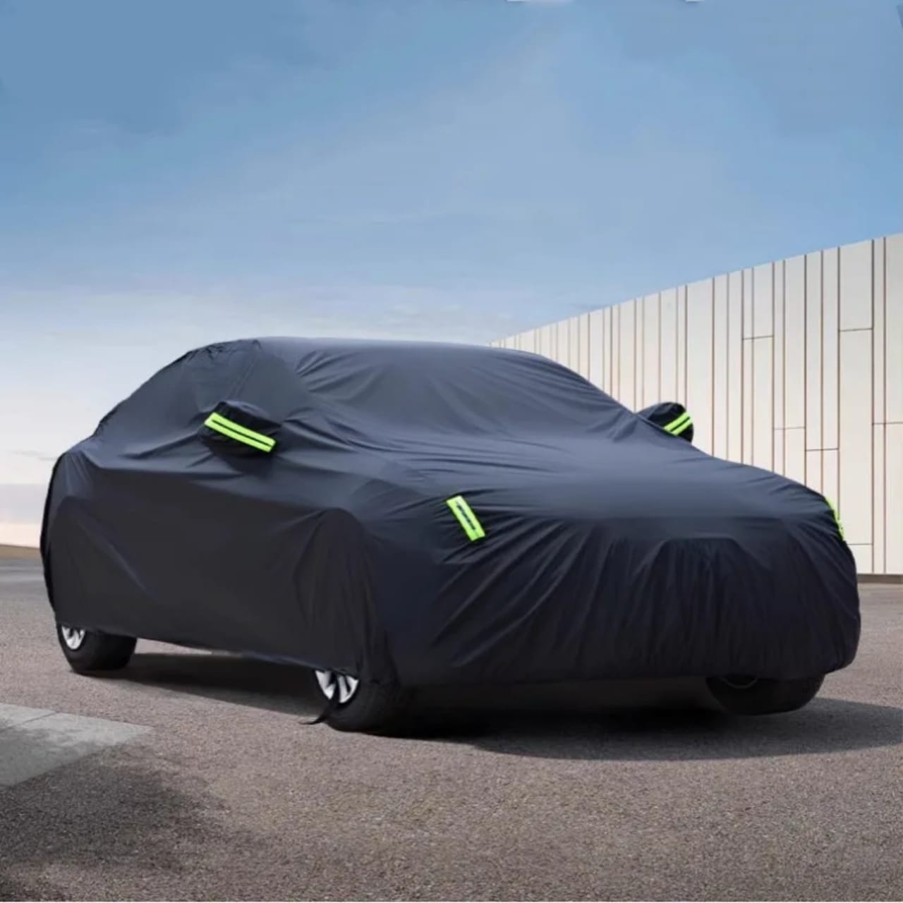 Universal Black Car Cover With Inner Fleece And Side Reflectors