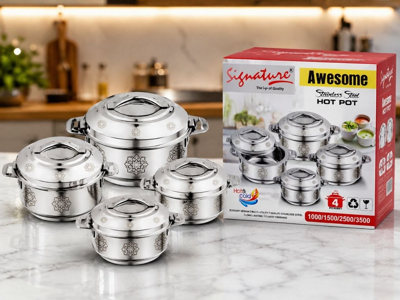 4 pcs Stainless Steel Hotpots