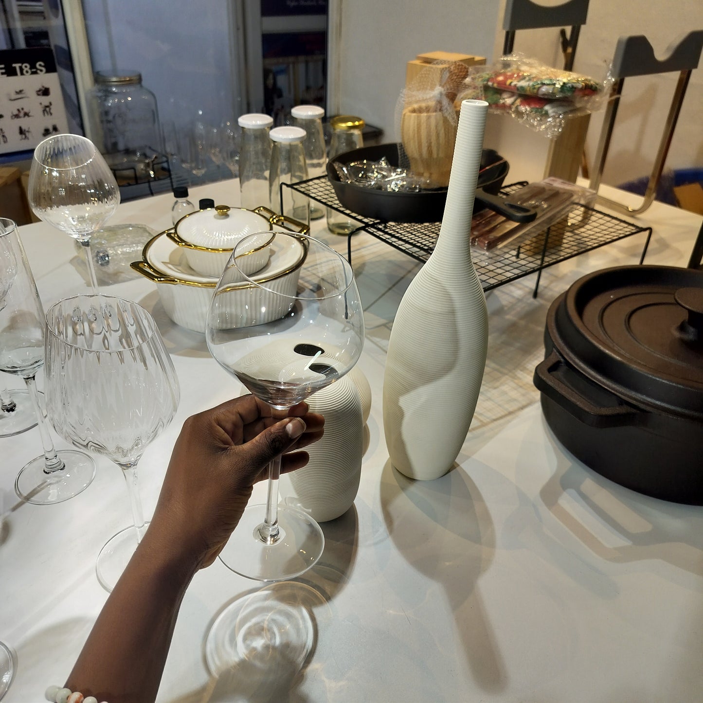 6pc Elegant wide bowl wine glass gha