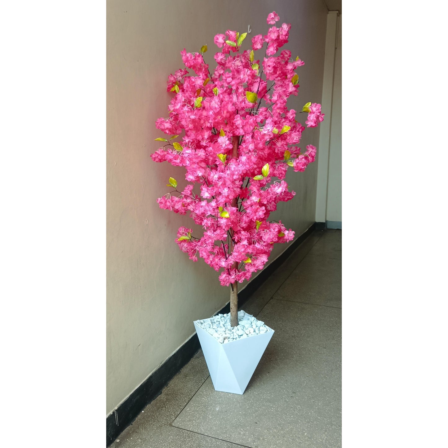 150cm Artificial Pink Blossom Tree with Geometric Planter