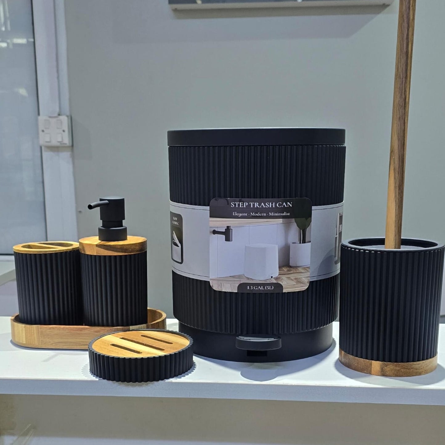 6Pcs Round Ribbed Bathroom Set