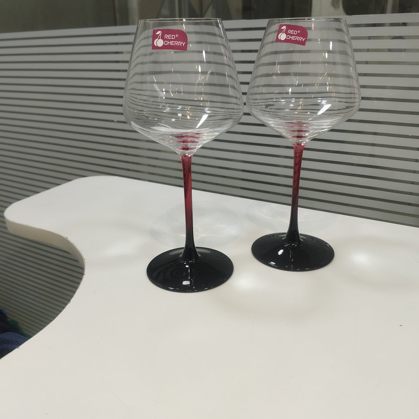 6 PC's Red Cherry Stemmed Wine Glass Set Gha