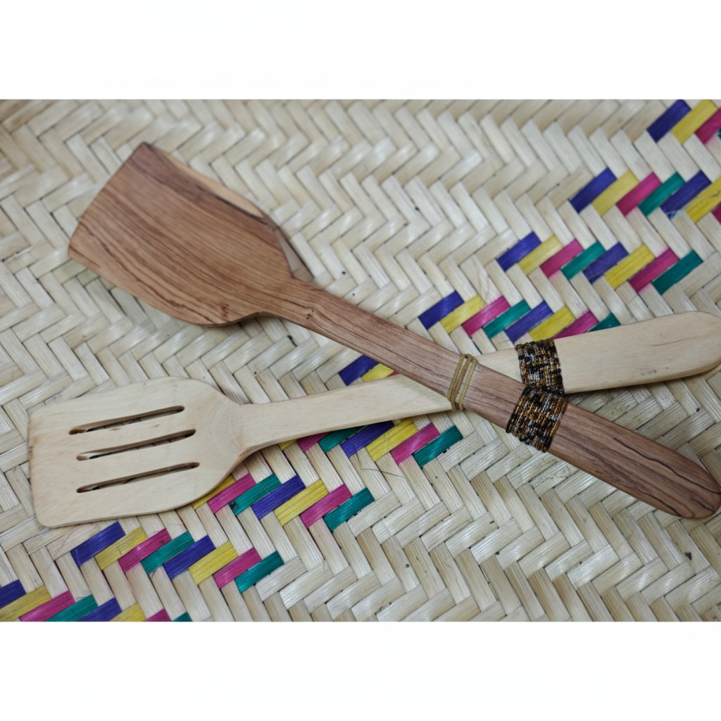 Maasai Beaded Wood Serving Spons Set