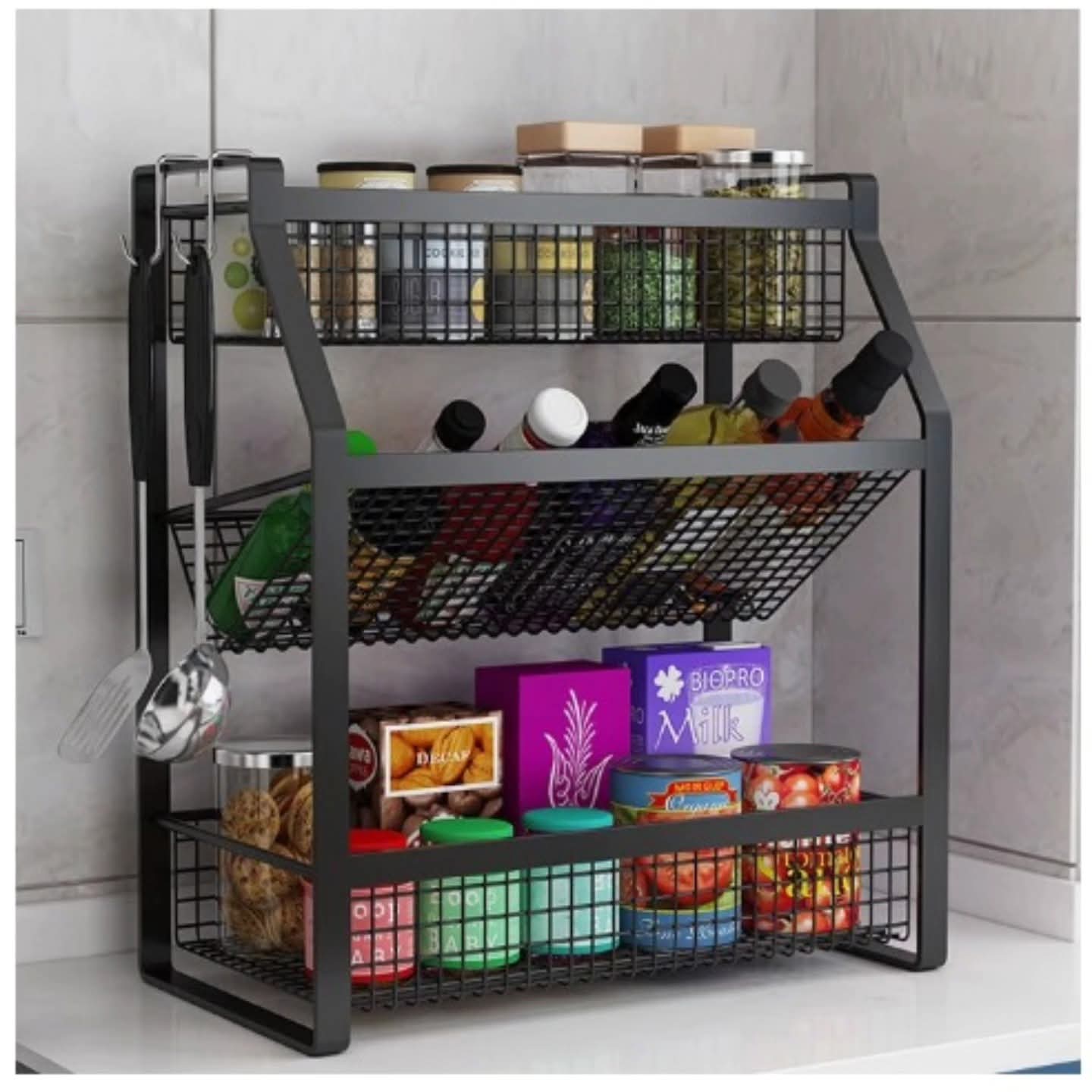 Metallic kitchen storage rack
