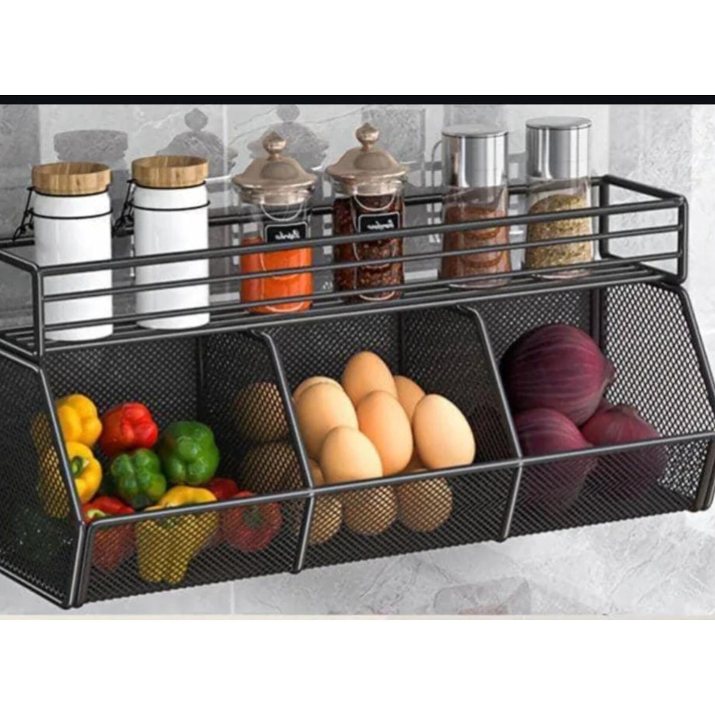 4-in-1 Black Metal Mesh Organizer