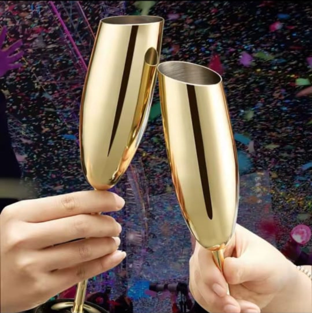 Gold Stainless Steel Champagne Glasses