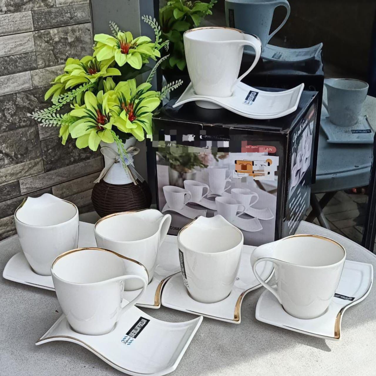 6pc Shapely cup saucer set