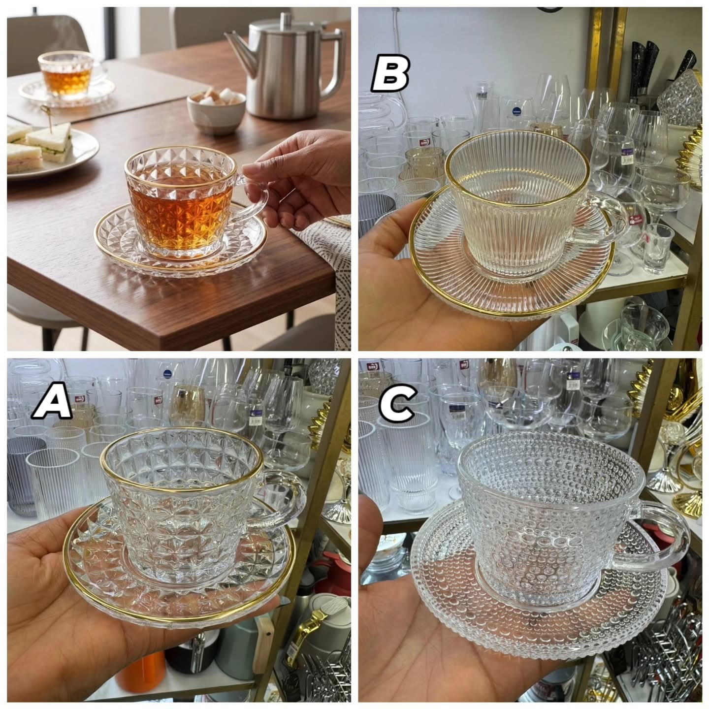 6 Piece Tea Coffee Cup Saucer Set