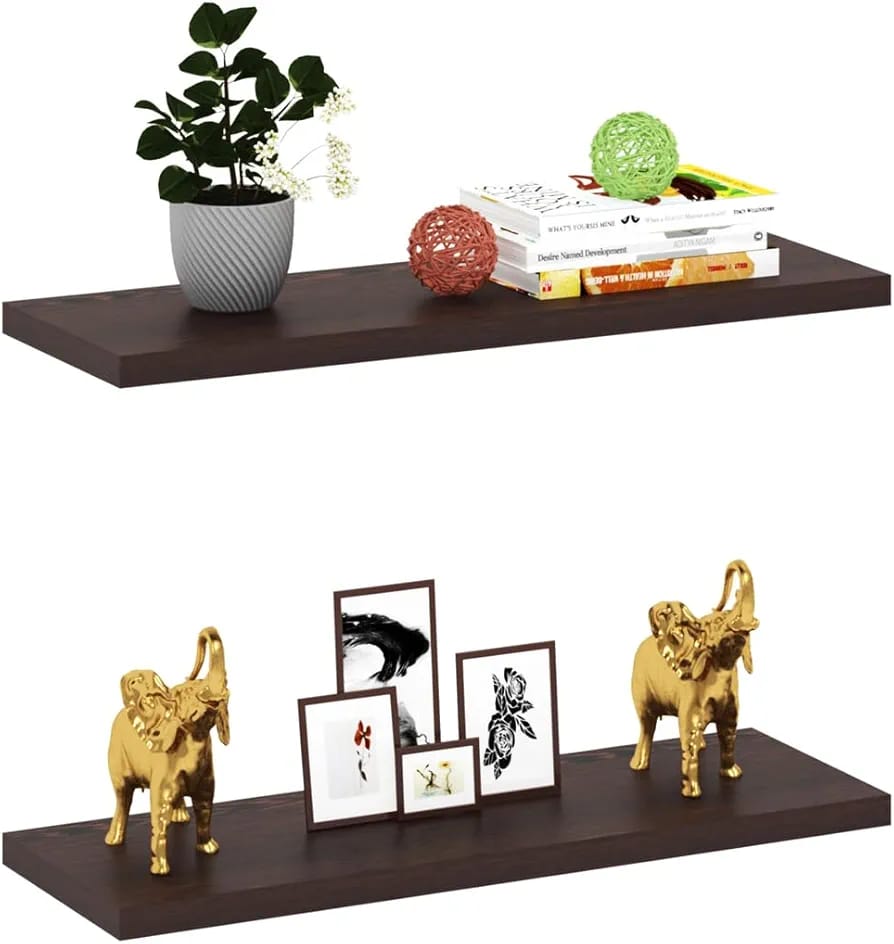 Rectangular Wooden Floating Wall Shelf