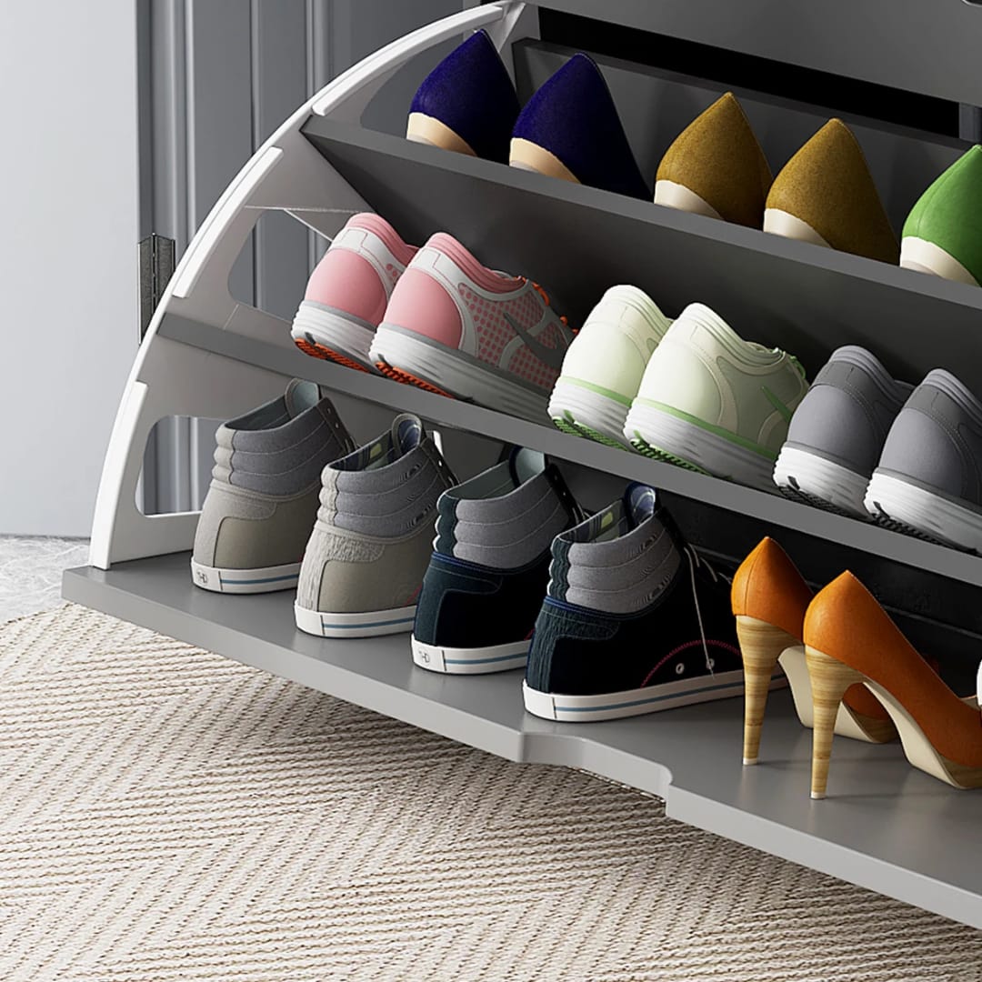 Bucket flip shoe rack