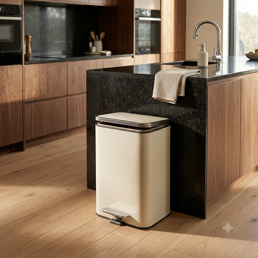 11.5L SS Soft Close Stainless Cream Pedal Bin