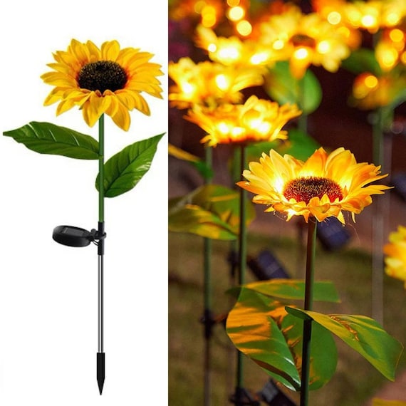 2 Pieces Sunflower Solar Powered Garden Lights