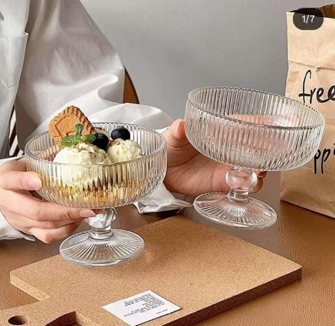 6Pc ribbed dessert glasses