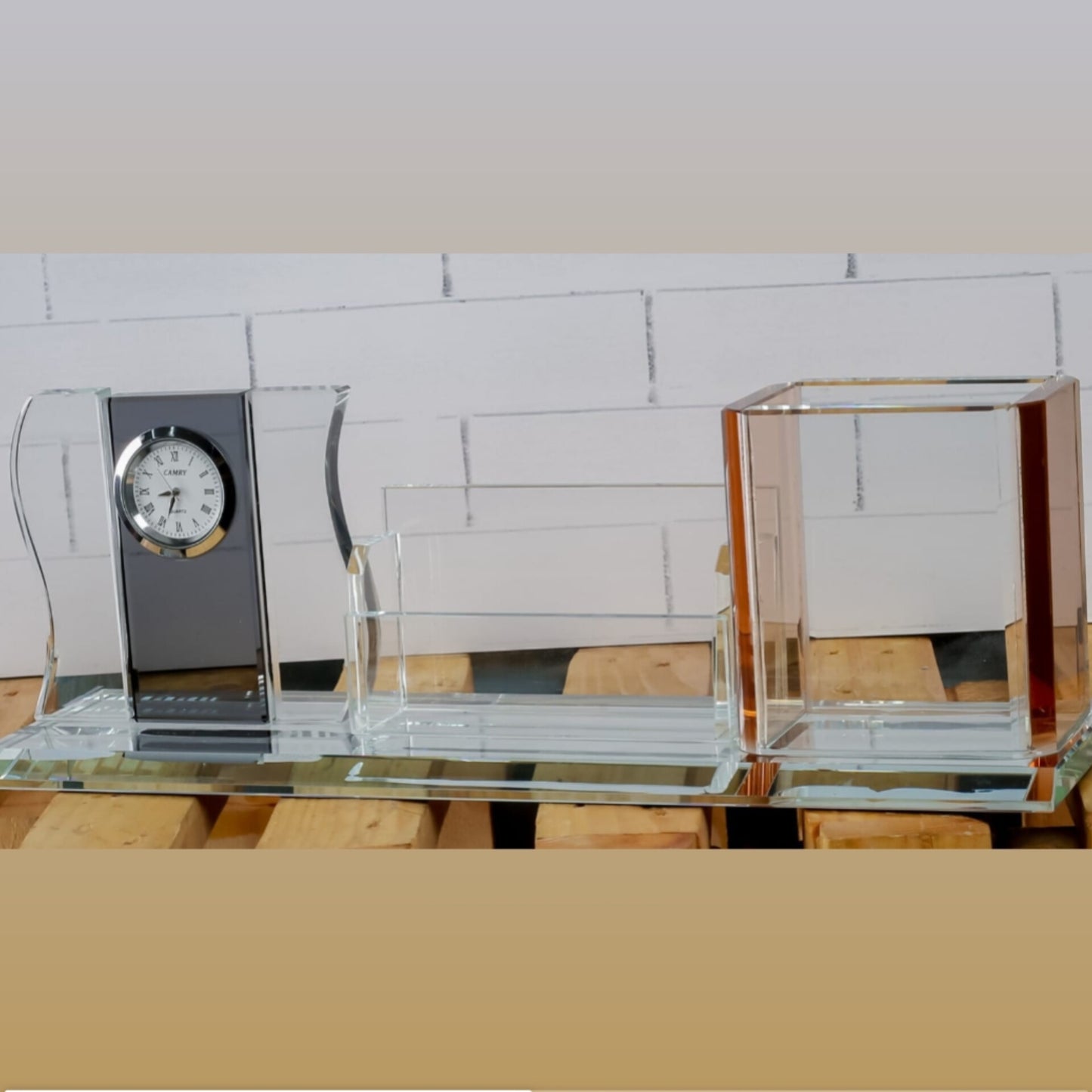 Desktop organizer with watch