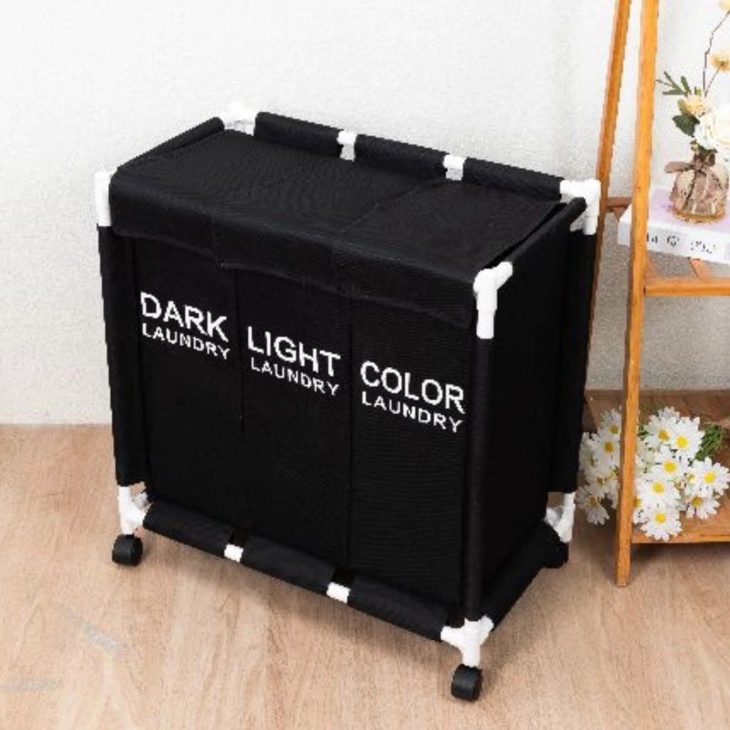 Laundry basket with wheels & 3 inserts