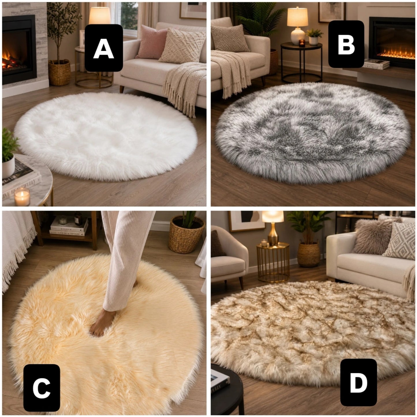 100Cm Fluffy Shaggy Bedside Carpet